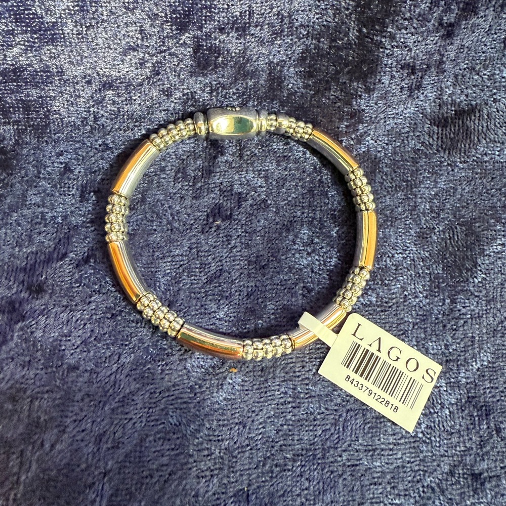 High Bar  Rose Gold Station Caviar Bracelet | 6mm from Lagos Sz 6 - Picture 9 of 11
